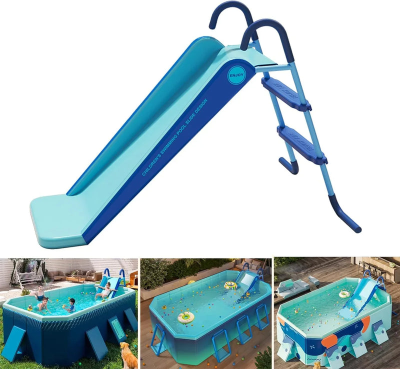 Pool Slide Inflatable Swimming Water Slide, Summer Swimming Pool Supplies Universal Trampoline Ladder Backyard Slide Home Playground Equipment K7568