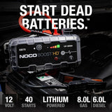 HD GB70 2000A UltraSafe Car Battery Jump Starter, 12V Battery Booster Pack, Jump Box, Portable Charger and Jumper Cables for 8.0L Gasoline and 6.0L Diesel Engines