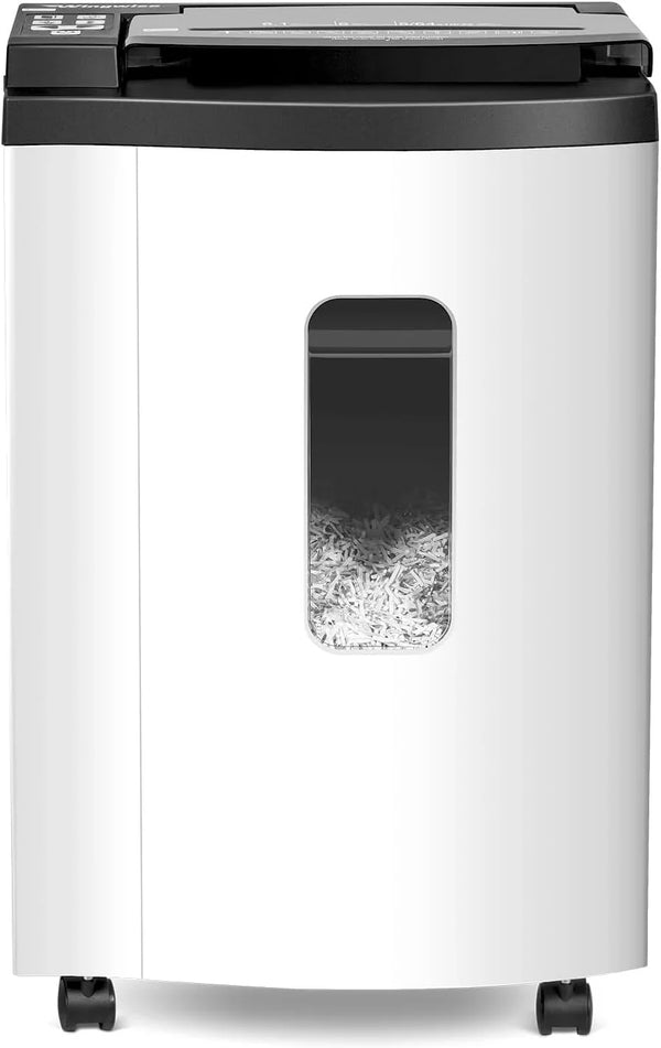 150 Sheet Auto-Feed Micro Cut Paper Shredder for Home Office Use, P-5 Super High Security (5/64 x 19/32 inches), Large 6-Gallon Bin, 20-Min Continuous Run, 55dB Ultra-Quiet, White I8946
