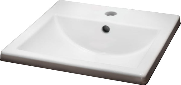 Marquette Square Drop-In Bathroom Sink/Basin with Overflow, White, 16x16-in J3178