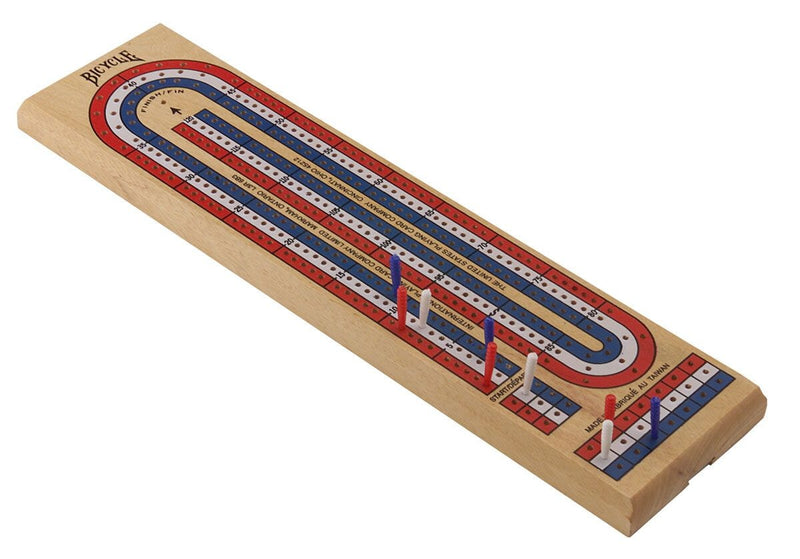 Bicycle 3-Track Color Coded Wooden Cribbage Board, Ages 14+ W3456