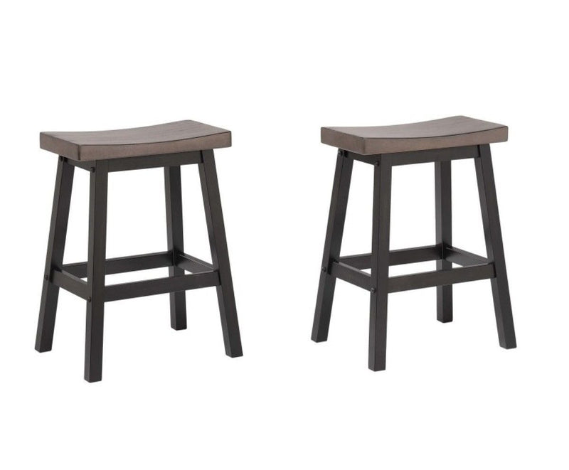 Arnold Oak/Dark Grey Counter/Bar Stool with Back Rest, 2-pc H914