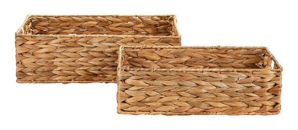 Ari Rectangle Woven Water Hyacinth Storage Basket, 2-pc X6035