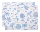 Blue Floral Rectangle Cork Placemat Set, Multi-Coloured, 11-in x 15-in, 2-pk