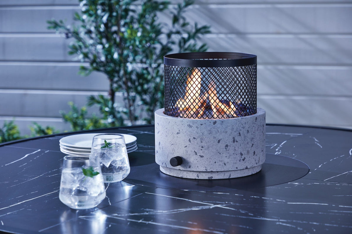 Cinder Round Outdoor Tabletop Gas Fire Pit, 11,000 BTU