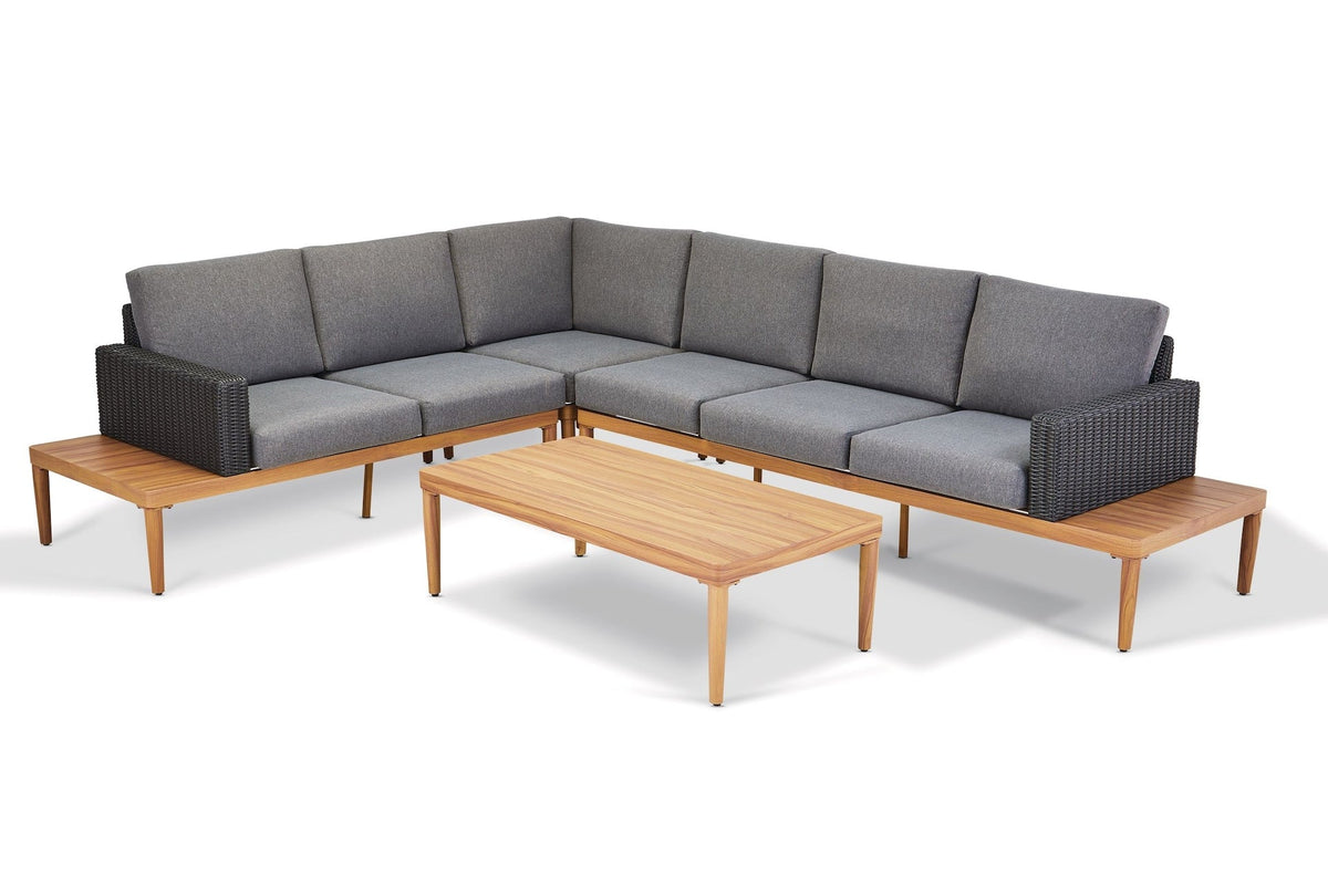 Edenvale Aluminum Frame & Wicker Faux Wood Finish Outdoor/Patio Sectional Set, 4-pc