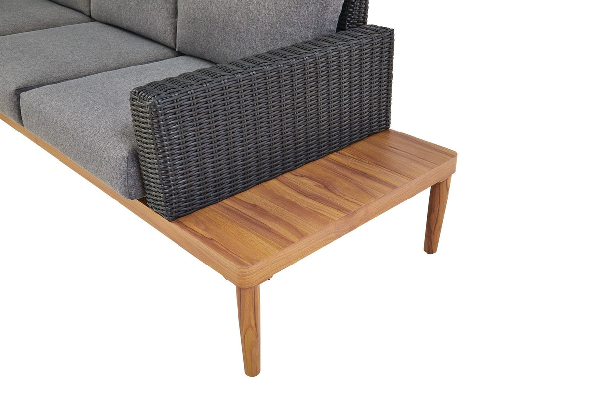 Edenvale Aluminum Frame & Wicker Faux Wood Finish Outdoor/Patio Sectional Set, 4-pc