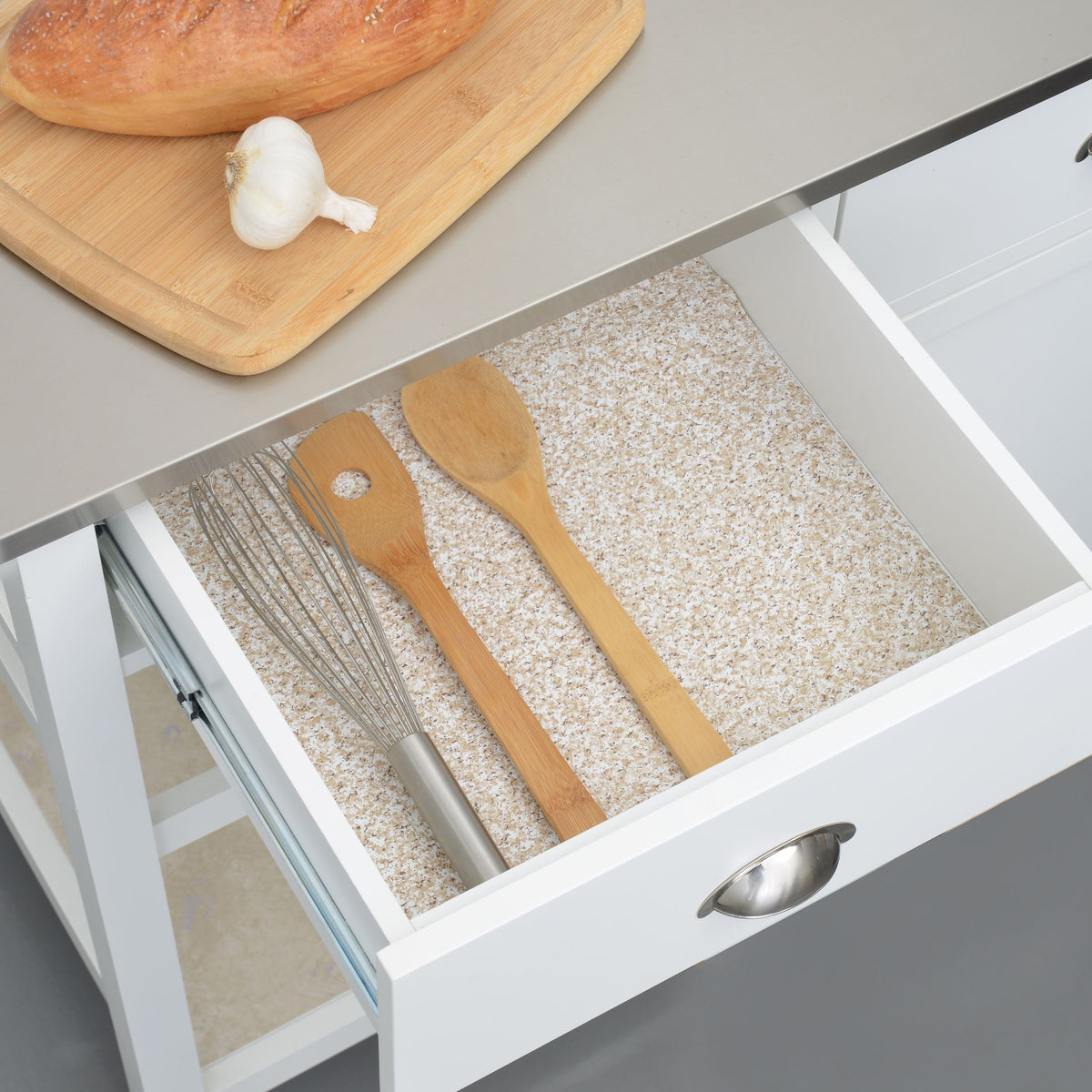 Grip Prints Non-Adhesive Cushioned Shelf/Drawer Liner, Beige Granite, 18-in x 4-ft