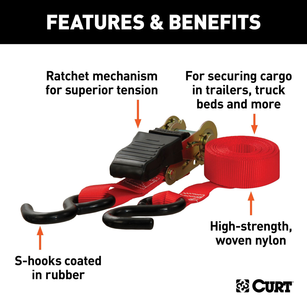 83002 16-ft Red Cargo Straps with S-Hooks (500-lb, 4-pk)