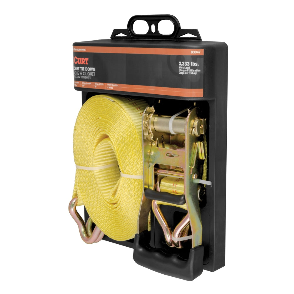 83047 Cargo Strap with J-Hooks, Yellow, 3,333-lb, 27-ft