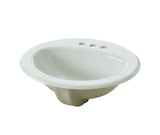 Oval Drop-In Bathroom Sink, White, 4-in Centre, 20-in x 17-in