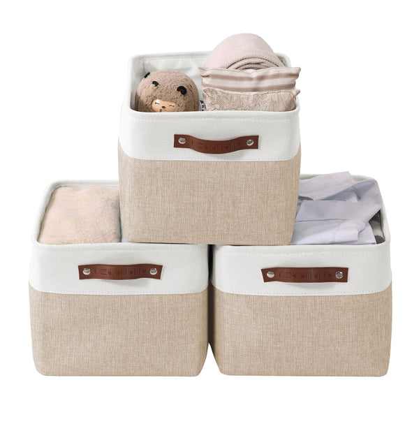 Large Soft-Sided Foldable Storage Basket, 3-pk, Beige N4075