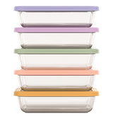 Everyday Glass Meal Prep Food Storage Container Set with Press-Fit Lids, Multi-Coloured, 10-pc