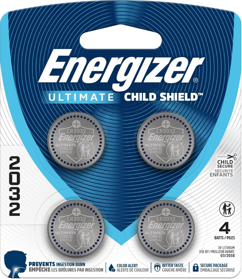 2032 Child Shield Lithium Battery, 4-Pack G8607