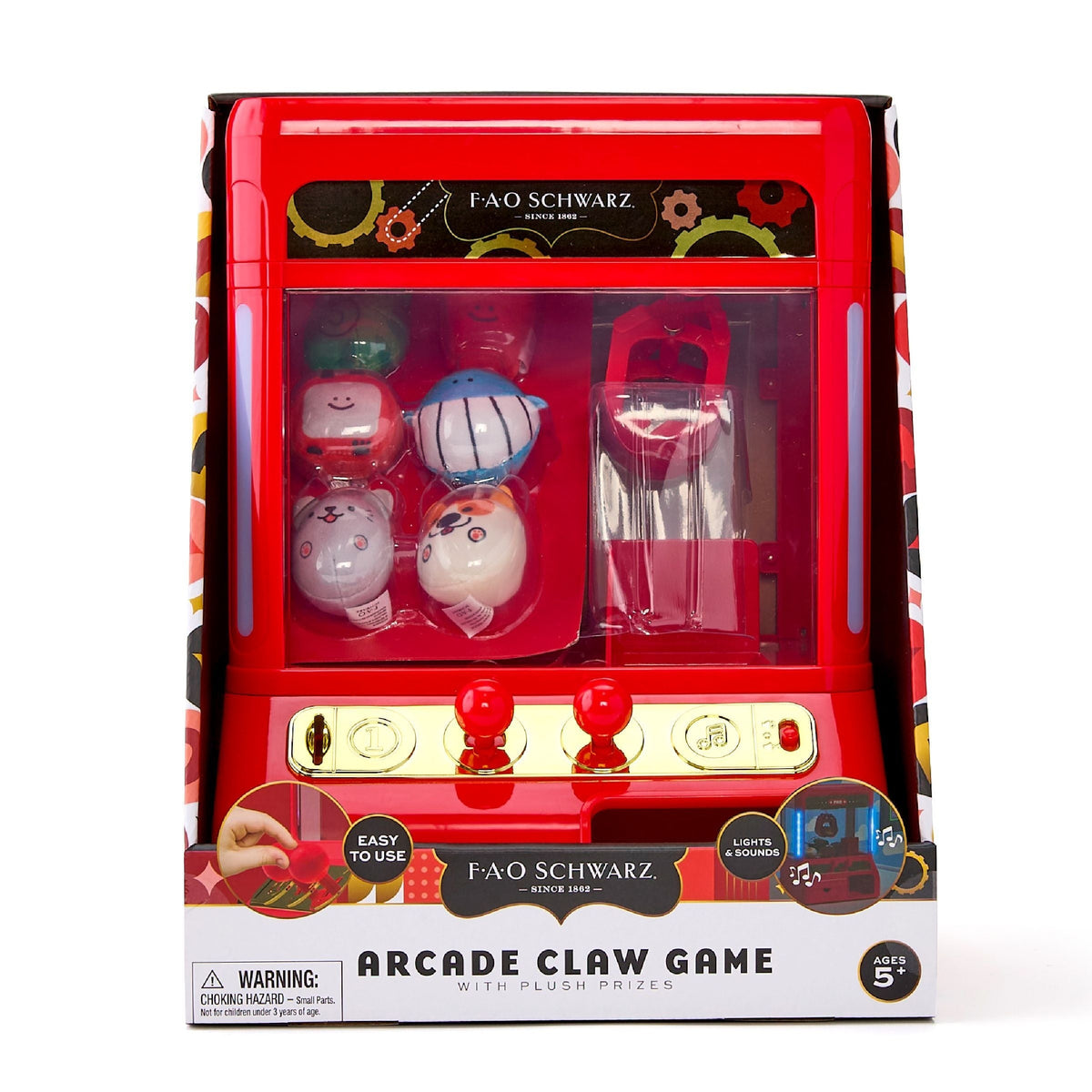 Arcade Claw Game with Plush Prizes, Red