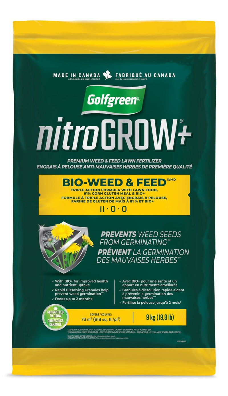 Nitrogrow+ Bio-Weed & Feed Lawn Fertilizer, 11-00-00, 9-kg M8074