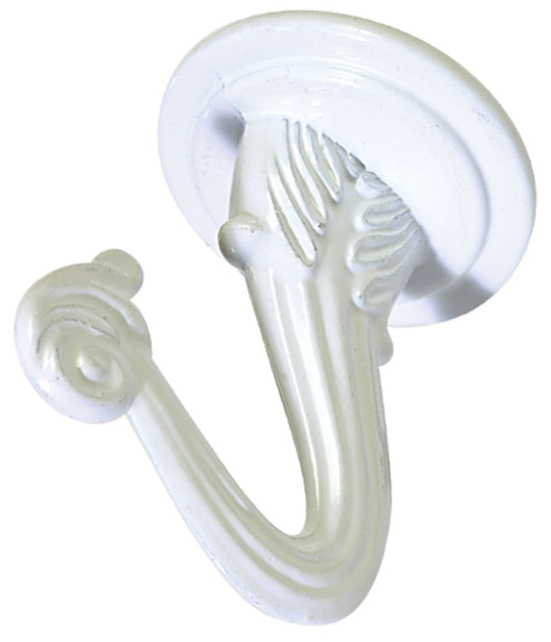 Large Swag Hook, Screw and Anchor Included, Solid Steel, White J8352