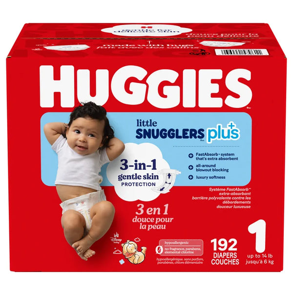 Huggies Little Snugglers Plus Diapers, Sizes 1 - 2 M3665
