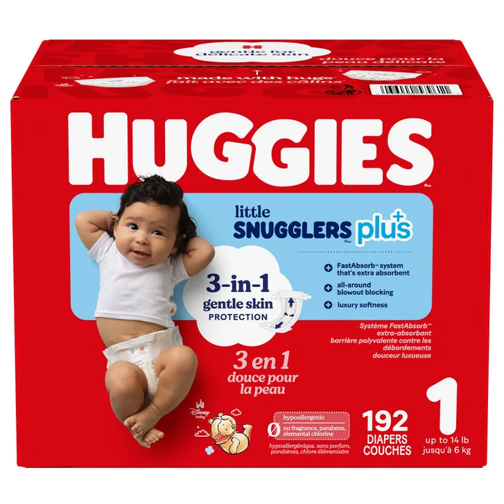 Huggies Little Snugglers Plus Diapers, Sizes 1 - 2 M3665