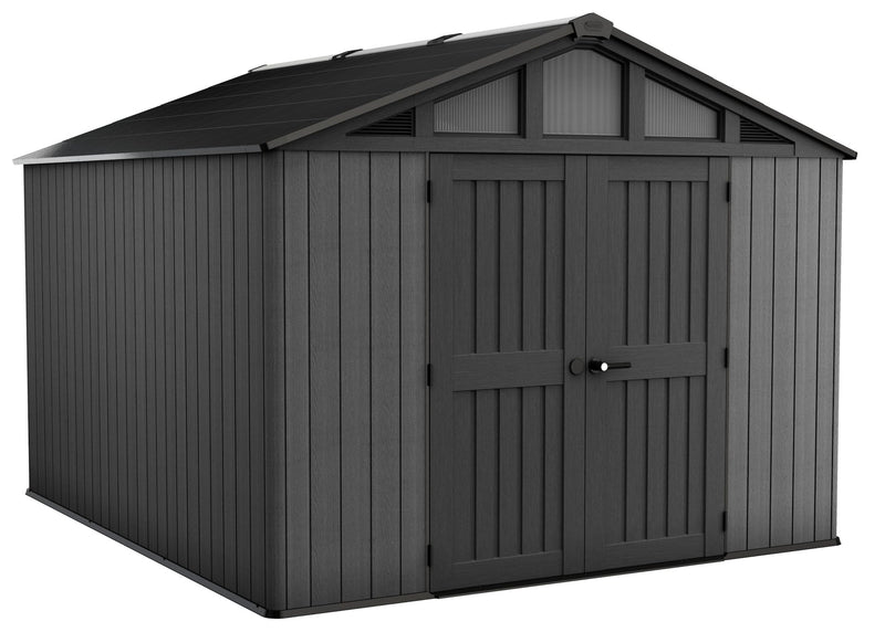 Apex Resin 2-Door Outdoor Storage Shed with Full Length Skylight, Grey, 10-ft x 11.5-ft K2985