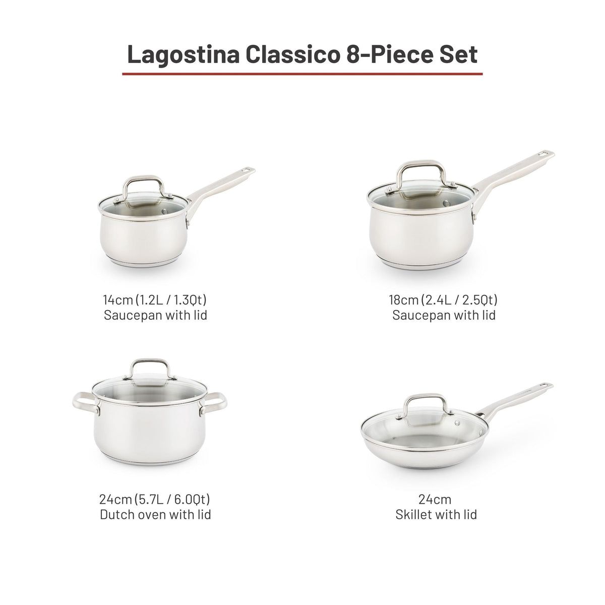 Classico Stainless Steel Cookware Set, 8-pc