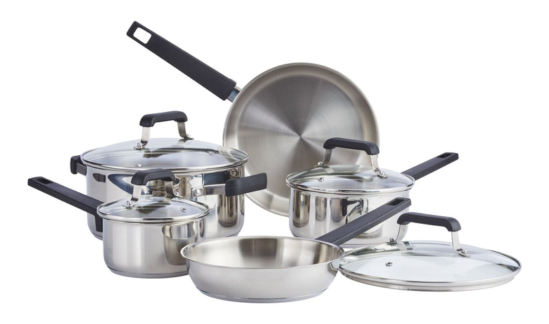 Stainless Steel Cookware Set with Glass Lids, 9-pc I7760