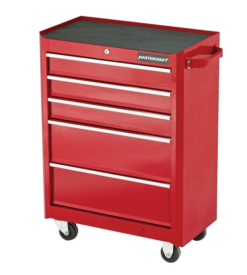 Rolling Tools Storage Cabinet with 5 Drawers, Deep Red, 24-in L2185