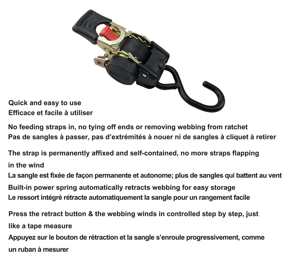 1,500-lb Retractable Transom Tie Down Strap, 1-in x 6-ft (2.54 cm x 1.8 m), 2-pk