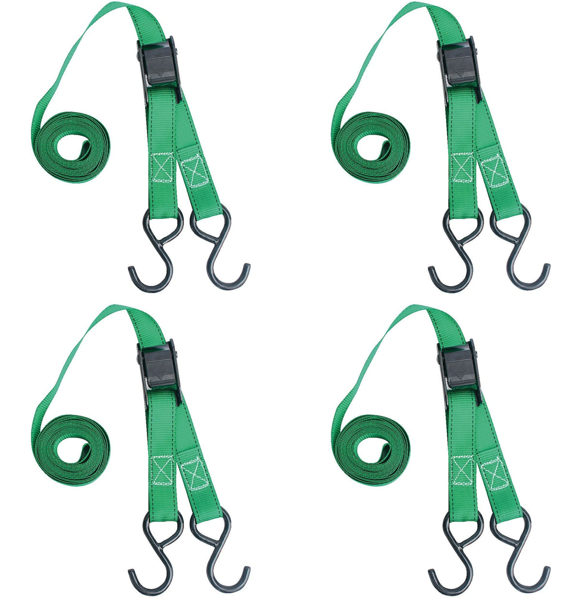 900-lb Cambuckle Tie-Down Straps, Weatherproof, 1-in x 10-ft, 4-pk