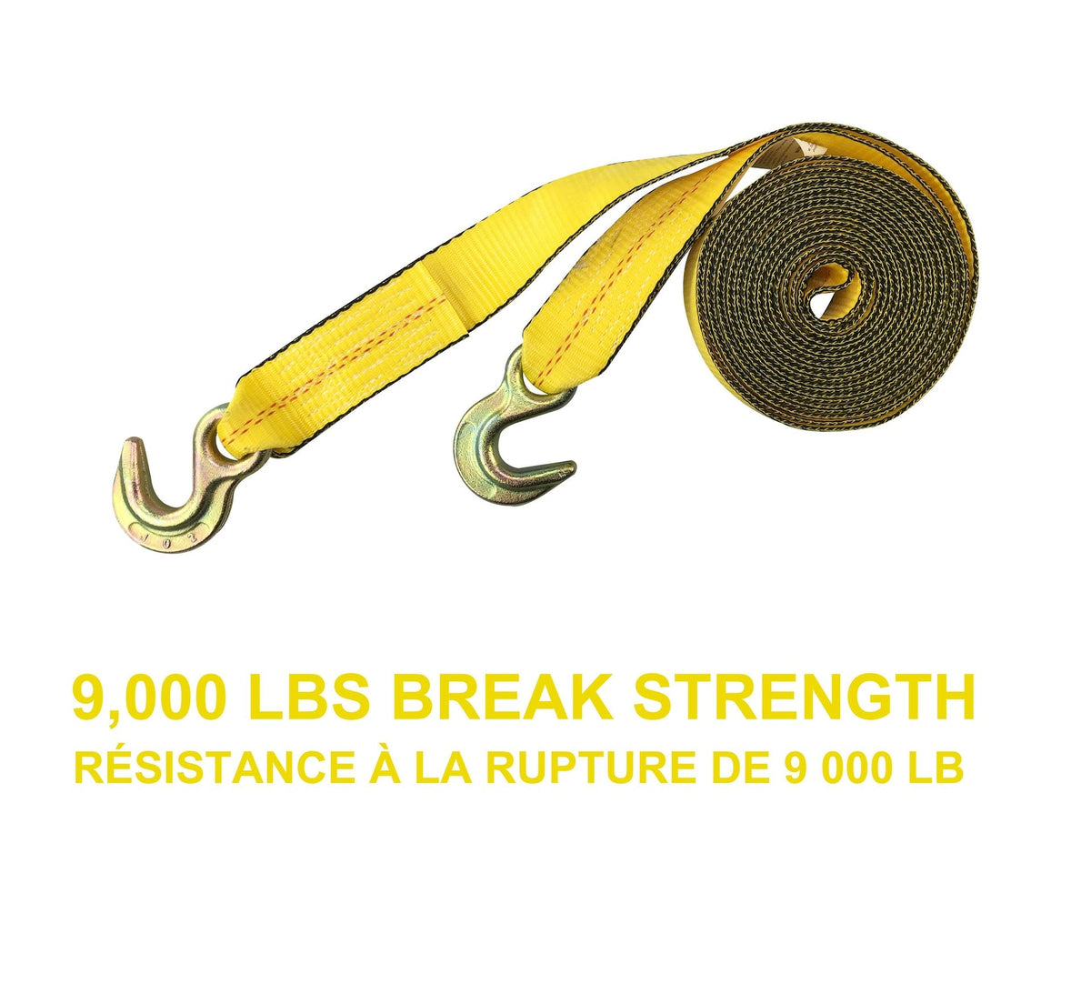 9,000-lb Tow Strap with Rust-Resistant Hooks, 2-in x 20-ft