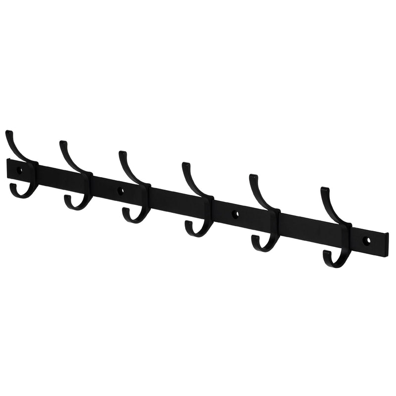 26.4" Aluminum Wall 6 Hook, Black Y7059