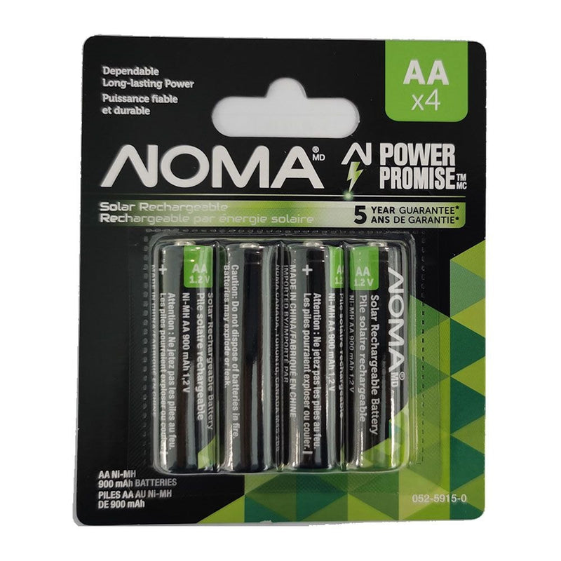 900mAh AA Solar Rechargeable Batteries, 900mAh, 4-pk Y9341