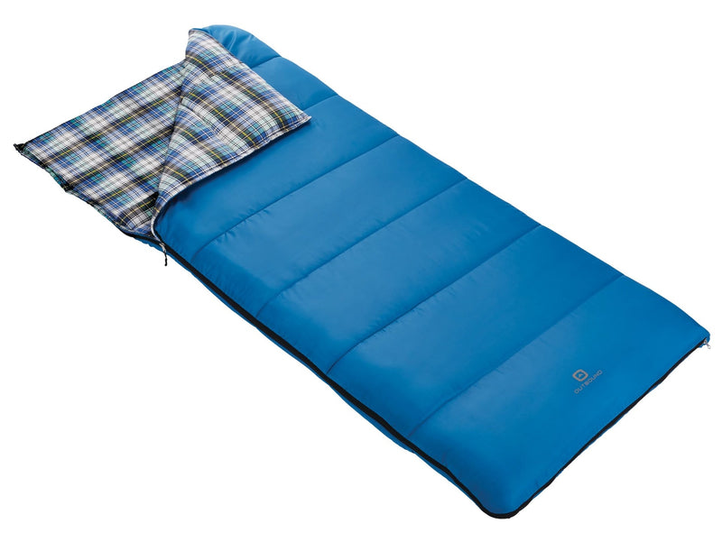 Comfort 5°C Insulated Cotton Lined Mild Weather Sleeping Bag with Compression Sack, Blue V7362