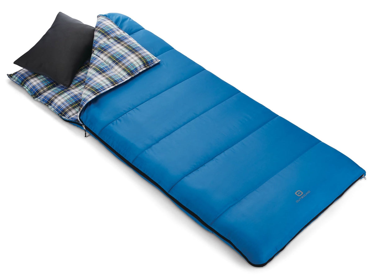 Comfort 5°C Insulated Cotton Lined Mild Weather Sleeping Bag with Compression Sack, Blue