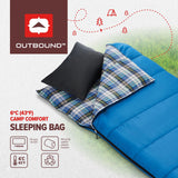 Comfort 5°C Insulated Cotton Lined Mild Weather Sleeping Bag with Compression Sack, Blue