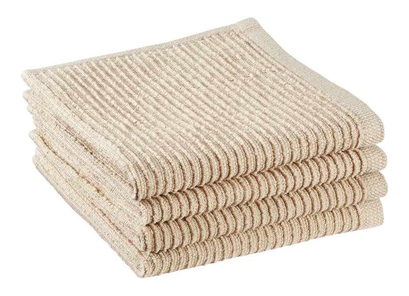 All-Purpose Ribbed Cotton Terry Square Dish Cloths, Beige, 4-pk B5884
