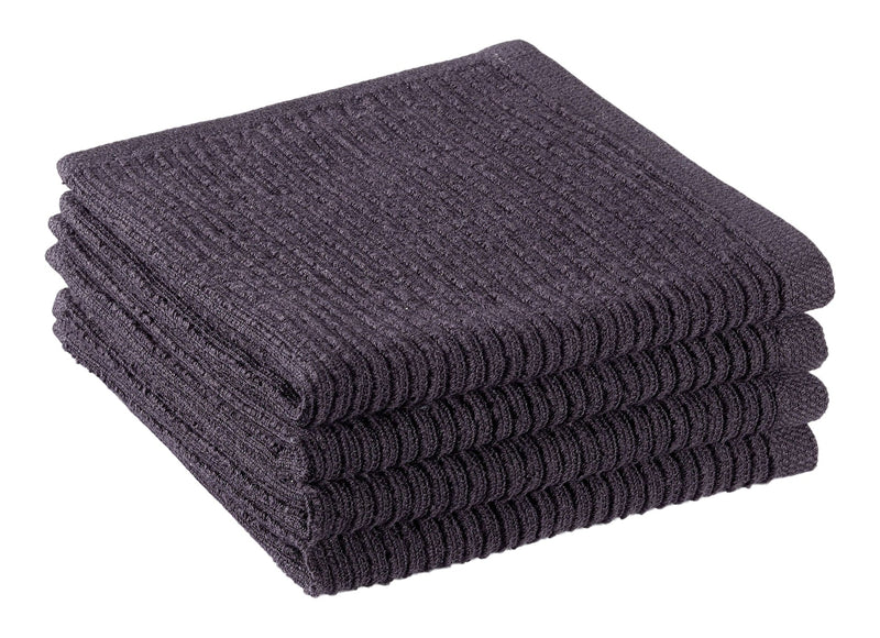 All-Purpose Ribbed Cotton Terry Square Dish Cloths, Black, 4-pk M5790