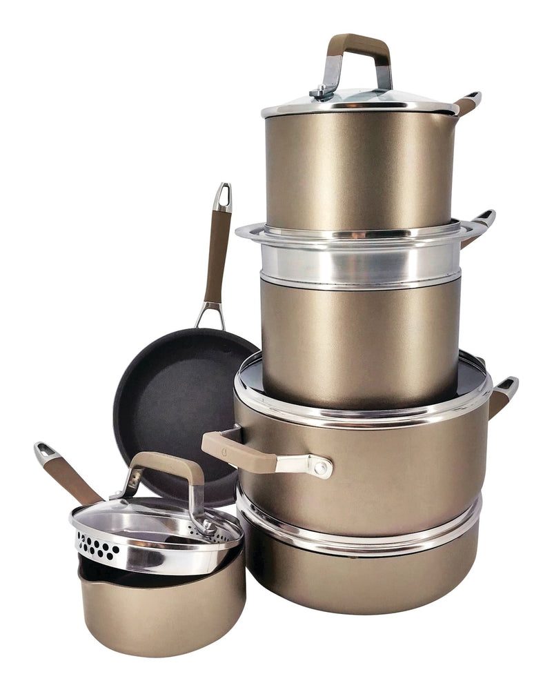 Classic Cookware Set, Non-Stick, PFOA-Free, Oven Safe, Champagne Bronze, 12-pc K9977