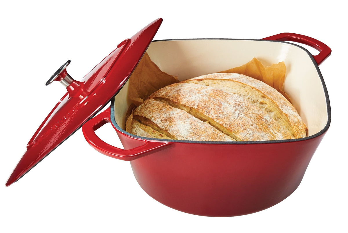 Dutch Oven, Durable Cast Iron, Oven Safe, Red, 6.5qt