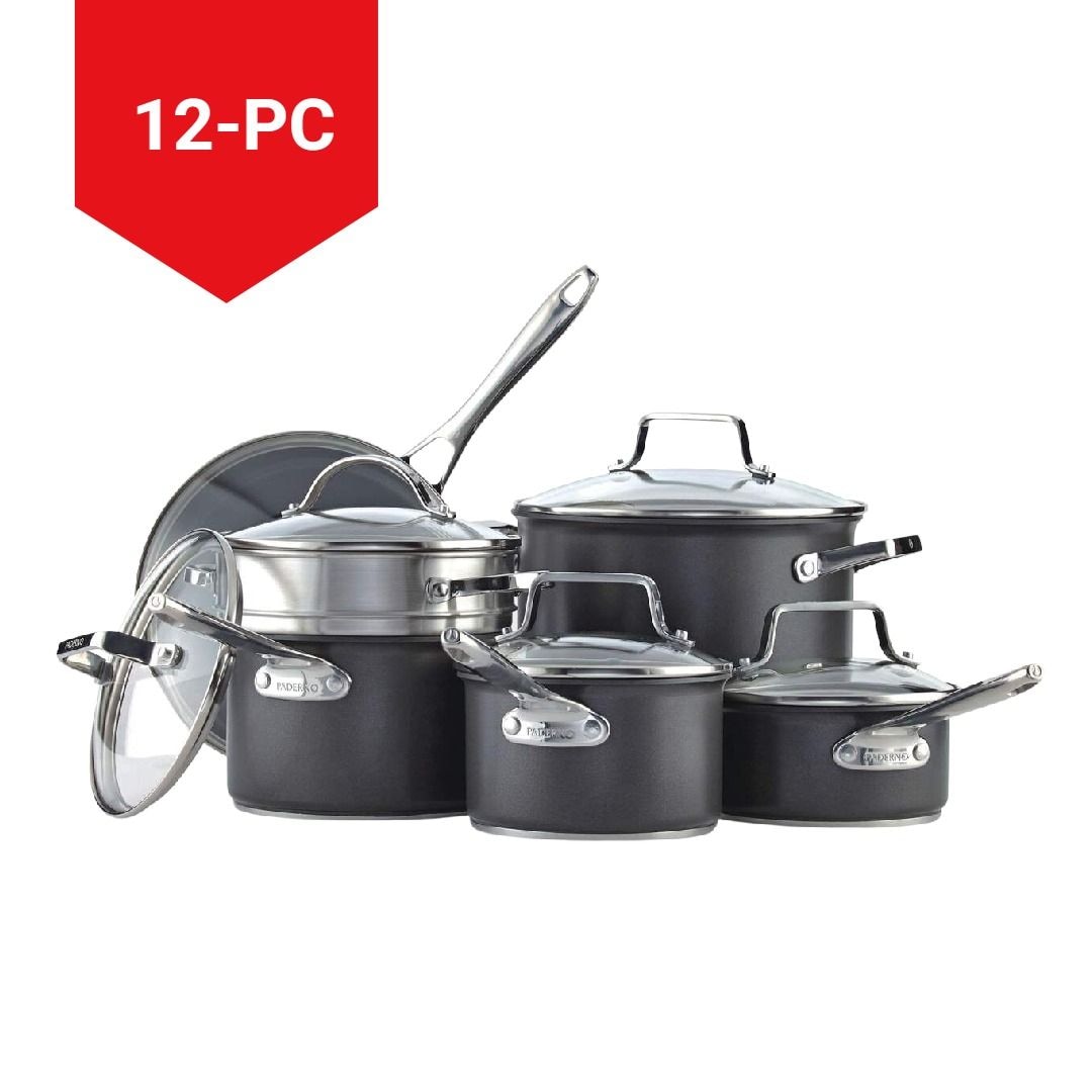 Hard Anodized Cookware Set, Non-Stick, PFOA-Free, Dishwasher & Oven Safe, 12-pc