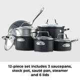 Hard Anodized Cookware Set, Non-Stick, PFOA-Free, Dishwasher & Oven Safe, 12-pc