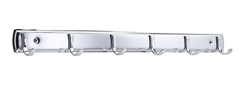 Stainless Steel 6-Hook Rail, Chrome, 19-in D9024