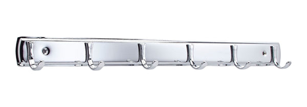 Stainless Steel 6-Hook Rail, Chrome, 19-in T8684