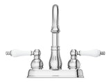 Henlow Double Handle High Arc 4-in Centreset Bathroom Sink Faucet, Push & Seal Drain, Polished Chrome
