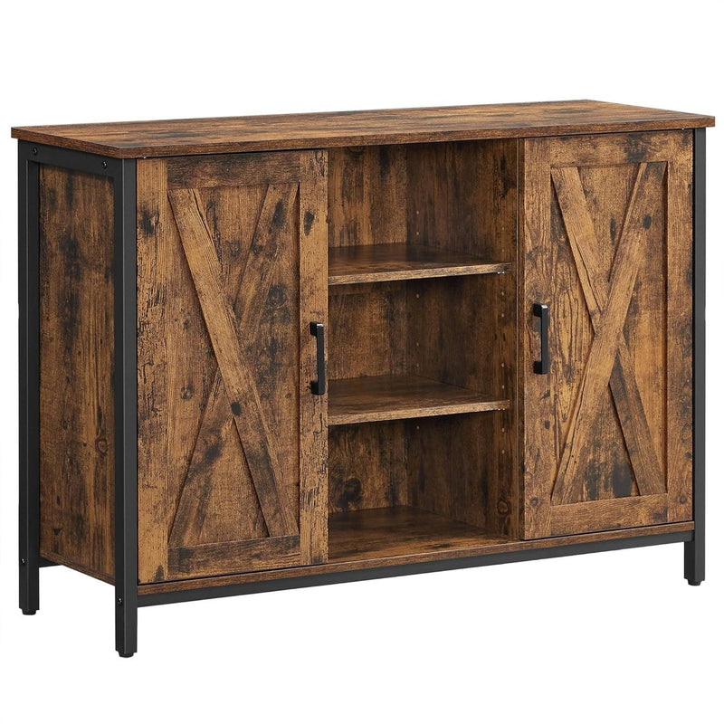 Home Rustic Brown Buffet Cabinet with Barn Doors I5576