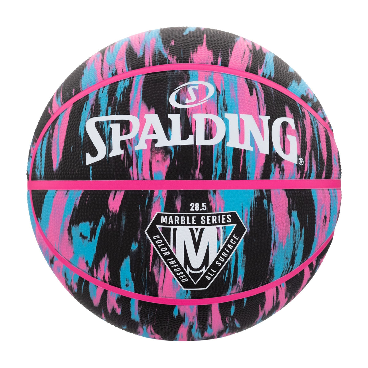 Marble Series 4Her Outdoor Rubber Basketball, Size 6 (28.5-in), Black/Pink