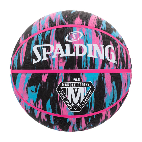 Marble Series 4Her Outdoor Rubber Basketball, Size 6 (28.5-in), Black/Pink B7070