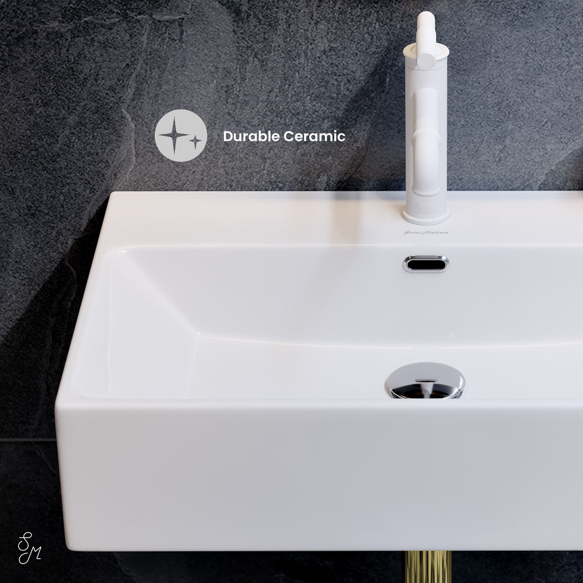 Claire Rectangle Wall-Mount Bathroom Sink, 24-in