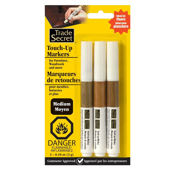 Medium Touch Up Markers for Wood, Medium Brown, 3-pk H1979
