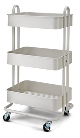 Momentum Steel 3-Tier Utility Cart with 4 Wheels, White